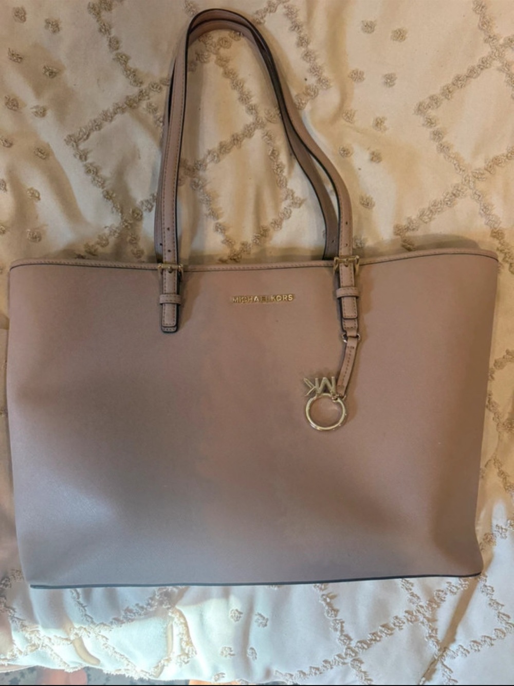 Michael Kors Blush Pink Saffiano Tote with Gold Hardware